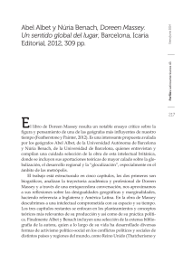 Sentido Global del Lugar de Doreen Massey: Una Rese&ntilde;a