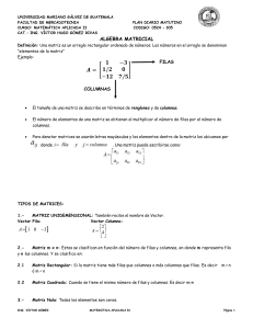 &Aacute;lgebra Matricial: Definici&oacute;n, Tipos y Operaciones de Matrices