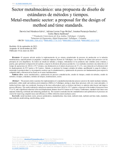 Sector metalmec&aacute;nico: dise&ntilde;o de est&aacute;ndares de m&eacute;todos y tiempos