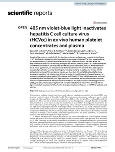 405 nm Light Inactivates Hepatitis C Virus in Blood Products
