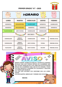 Horario Escolar 1er Grado "A" 2025 + Aviso a Padres