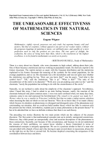 Mathematics in Natural Sciences: Wigner's Unreasonable Effectiveness