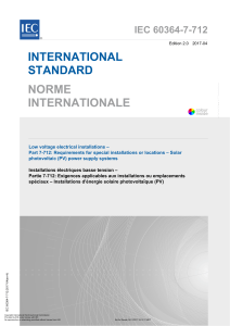 IEC 60364-7-712: Norme pour Syst&egrave;mes PV Solaires