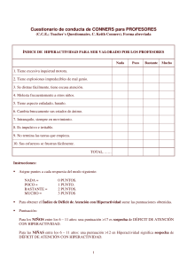 Cuestionario Conners para Profesores: &Iacute;ndice de Hiperactividad (ADHD)