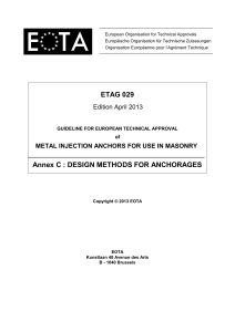 ETAG 029: Design Methods for Metal Injection Anchors in Masonry
