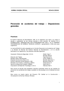NCh436.Of2000: Prevenci&oacute;n de Accidentes del Trabajo - Disposiciones Generales