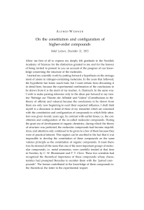 Alfred Werner Nobel Lecture: Constitution & Configuration of Higher-Order Compounds