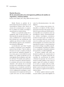 Pol&iacute;ticas de Medios de Mart&iacute;n Becerra en Argentina: Una Rese&ntilde;a