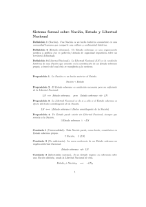 Sistema Formal: Naci&oacute;n, Estado y Libertad Nacional - Definiciones y Proposiciones