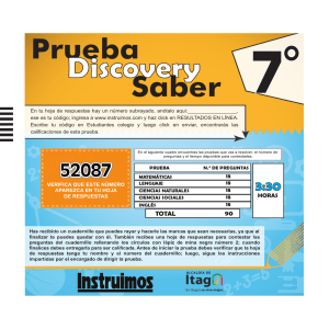 Prueba Discovery Saber 7&deg; Grado: Matem&aacute;ticas, Lenguaje, Ciencias, Ingl&eacute;s