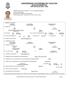 Hoja Estad&iacute;stica UADY 2025-2026: Datos del Alumno