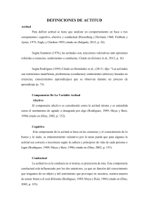 Definiciones de Actitud y sus Componentes: Cognitivo, Afectivo, Conductual