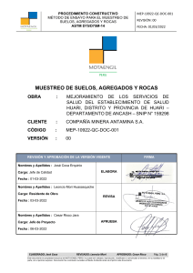 Muestreo de Suelos, Agregados y Rocas: Procedimiento ASTM D75/D75M-14