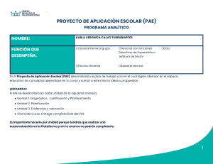 Proyecto de Aplicación Escolar (PAE): Diagnóstico y Planificación Docente