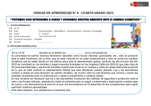 Unidad de Aprendizaje 4&deg; Grado: Cambio Clim&aacute;tico y Regreso a Clases