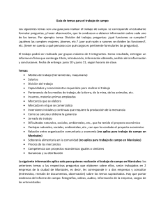 Gu&iacute;a de Temas para Trabajo de Campo: Econom&iacute;a y Socioeconom&iacute;a