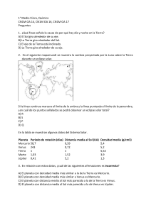 F&iacute;sica y Qu&iacute;mica 1&deg; Medio: Preguntas sobre Astronom&iacute;a y Reacciones Qu&iacute;micas