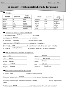 Exercices de conjugaison : Verbes du 1er groupe au présent