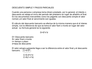 Descuento Simple y Pagos Parciales: F&oacute;rmulas y Ejemplos Financieros