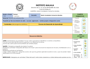 Plan de Trabajo Semanal 1&deg;B - Instituto Malala - Integraci&oacute;n 2025