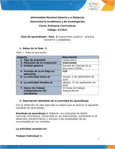 Gu&iacute;a de Aprendizaje UNAD: Enfoques Curriculares - Fase 2 Pr&aacute;ctica