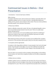 Controversial Issues in Bolivia: Democracy, Corruption & Military Service