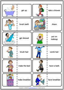 Daily Routines English Vocabulary Worksheet for ESL Learners
