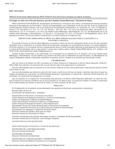 PROY-NOM-031-SSA2-2014: Salud Infantil en M&eacute;xico