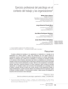 Ejercicio Profesional del Psic&oacute;logo en Organizaciones: Competencias y Funciones