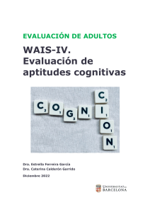 WAIS-IV: Evaluaci&oacute;n de Aptitudes Cognitivas en Adultos