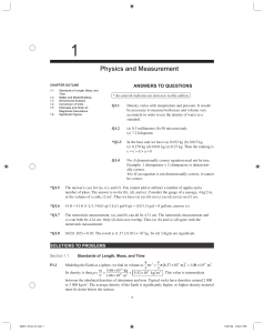 Physics Solutions Manual: Chapter 1 - Measurement