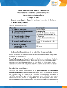 Gu&iacute;a de Aprendizaje: Muestreo e Intervalos de Confianza - Inferencia Estad&iacute;stica UNAD