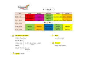 Horario de Actividades Rainbow School - Enero/Febrero