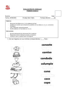 Evaluación de Lenguaje Primero Básico: Sílabas ca, co, cu