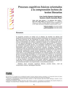 Procesos Cognitivos B&aacute;sicos y Comprensi&oacute;n Lectora en Textos Literarios