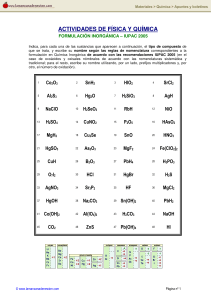 Formulaci&oacute;n Inorg&aacute;nica IUPAC 2005: Ejercicios y Soluciones