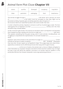 Animal Farm Chapter VII Plot Cloze Worksheet