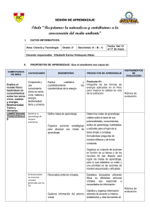 Sesi&oacute;n de Aprendizaje: Naturaleza y Medio Ambiente