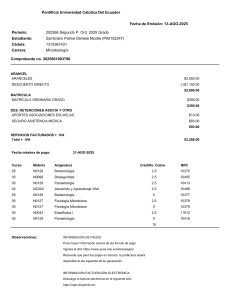 Comprobante de Pago PUCE 2025 - Daniela Zambrano Microbiología