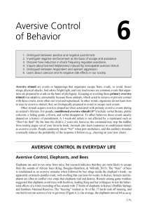 Aversive Control of Behavior: Punishment & Reinforcement