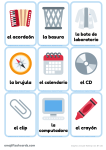 Flashcards de Vocabulario en Espa&ntilde;ol: Objetos y &Uacute;tiles Escolares con Emojis
