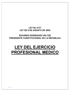 Ley del Ejercicio Profesional M&eacute;dico en Bolivia - Ley No 3131 (2005)
