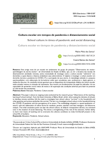 Cultura Escolar na Pandemia: Sobreviv&ecirc;ncia e Percep&ccedil;&otilde;es dos Atores