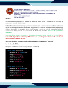 Pr&aacute;ctica de Base de Datos SQL: Cadenas, Fechas, Secuencias