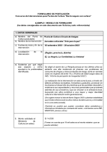 Formulario de Postulación: Intervenciones Culturales