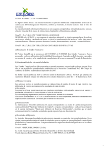Notas a los Estados Financieros: MOLINERAS ANDINAS - Contabilidad