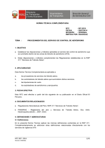 NTC 007-2014: Procedimientos de Control de Aer&oacute;dromo - DGAC Per&uacute;