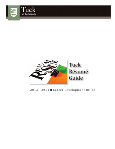 Tuck MBA R&eacute;sum&eacute; Guide 2013-2014 | Career Development Office