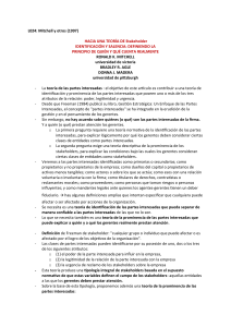 Teor&iacute;a Stakeholder: Identificaci&oacute;n, Prominencia, Poder, Legitimidad