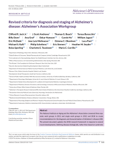 Revised Alzheimer's Disease Diagnosis & Staging Criteria: AA Workgroup
